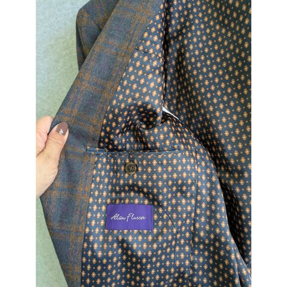 Alan Flusser Sport Coat Blazer Mens M Plaid Floral Lined Two-Button Suit Jacket - Picture 6 of 12